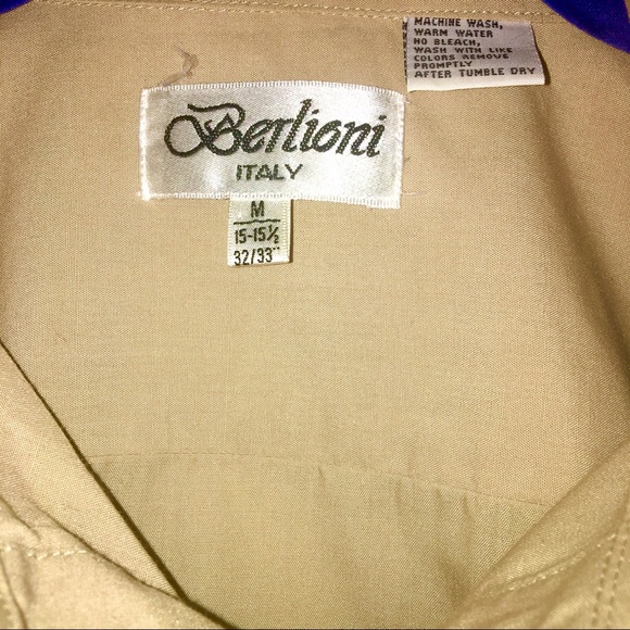 Berlioni Italian Beige Long-Sleeve Button-Up Dress Shirt - Picture 2 of 3